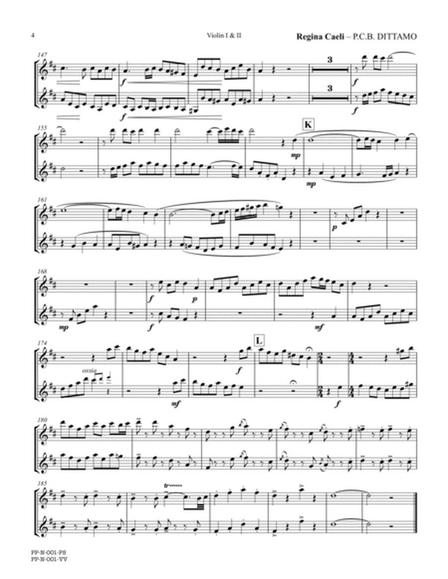 Regina Caeli (SATB Choir, Violins, Organ & opt. Timpani) - [Set of Parts ONLY]