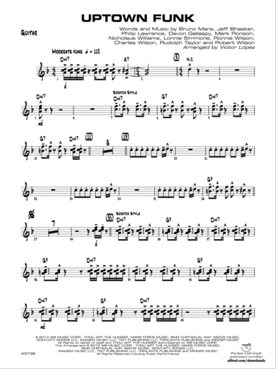 Uptown Funk: Guitar Uptown Funk: Guitar Jazz Ensemble scores gallery preview page 1