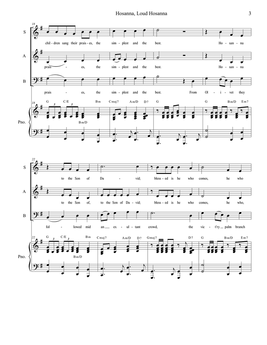 Hosanna, Loud Hosanna (with 