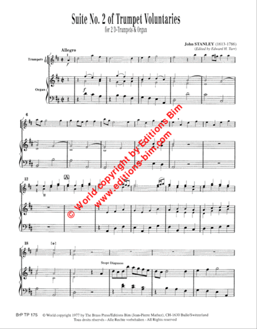 Suite N° 2 of Trumpet Voluntaries in D Trumpet Duet scores gallery preview page 2