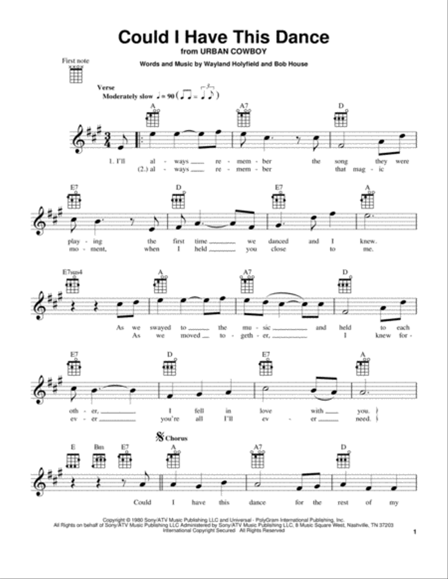 Could I Have This Dance Ukulele scores gallery preview page 1