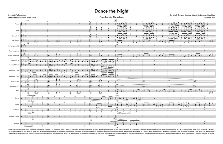 Dance The Night Marching Band scores gallery preview page 1