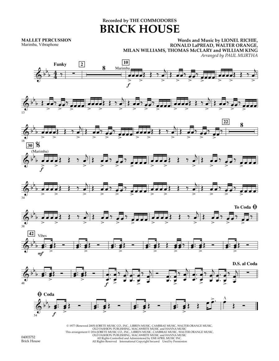 Brick House - Mallet Percussion Concert Band scores gallery preview page 1