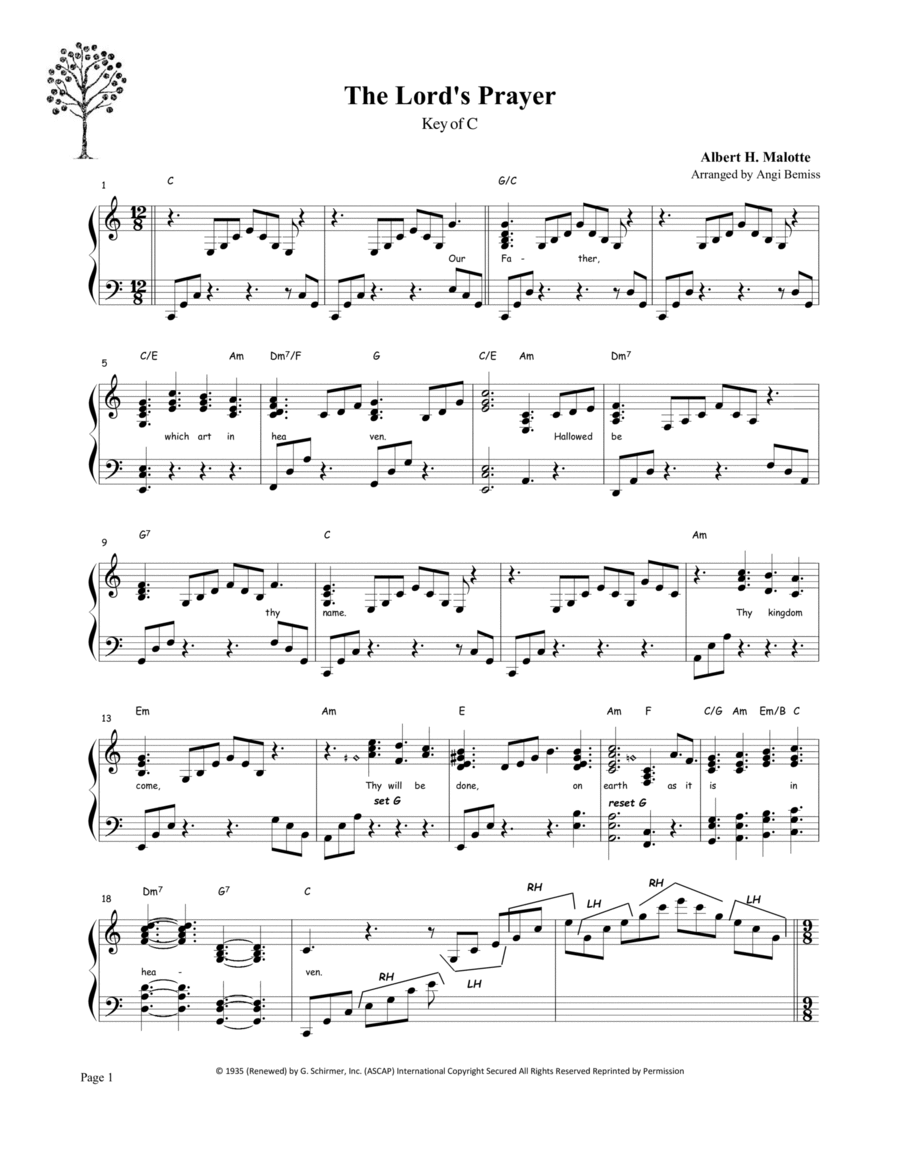 The Lord's Prayer Celtic Harp scores gallery preview page 1