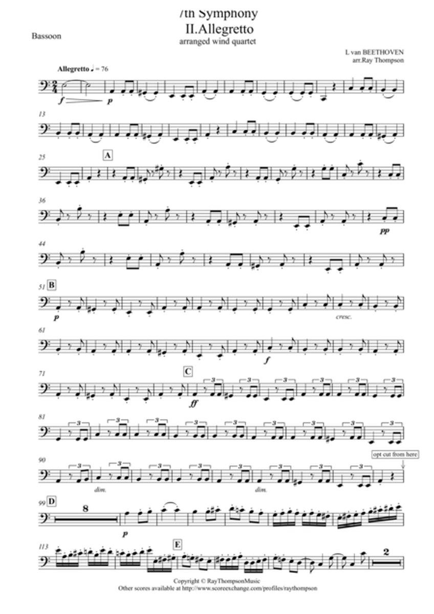 Beethoven: Symphony No.7 Op.92 Mvt.II Allegretto - wind quartet image number null