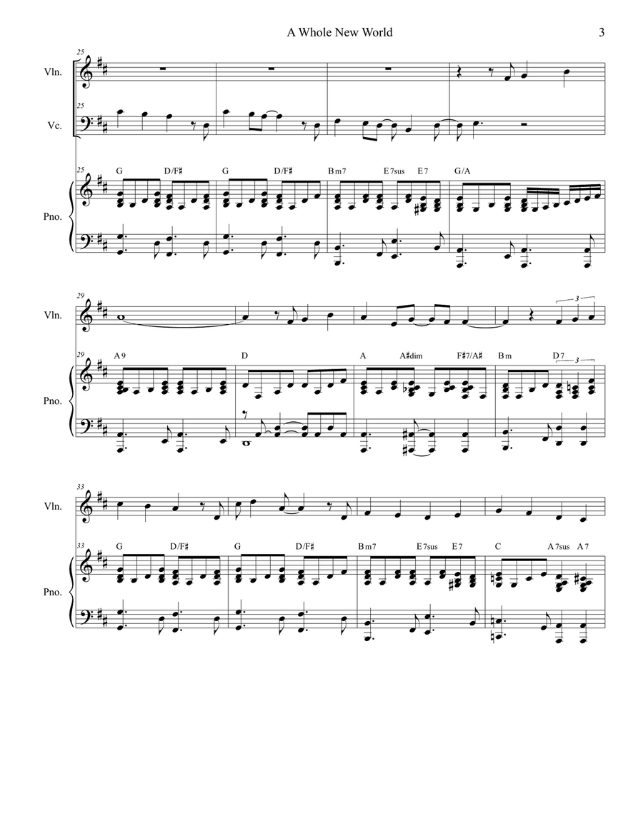 A Whole New World (from 'Aladdin') Piano Trio scores gallery preview page 3
