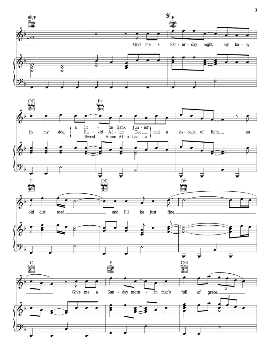 Small Town USA Piano, Vocal, Guitar scores gallery preview page 3