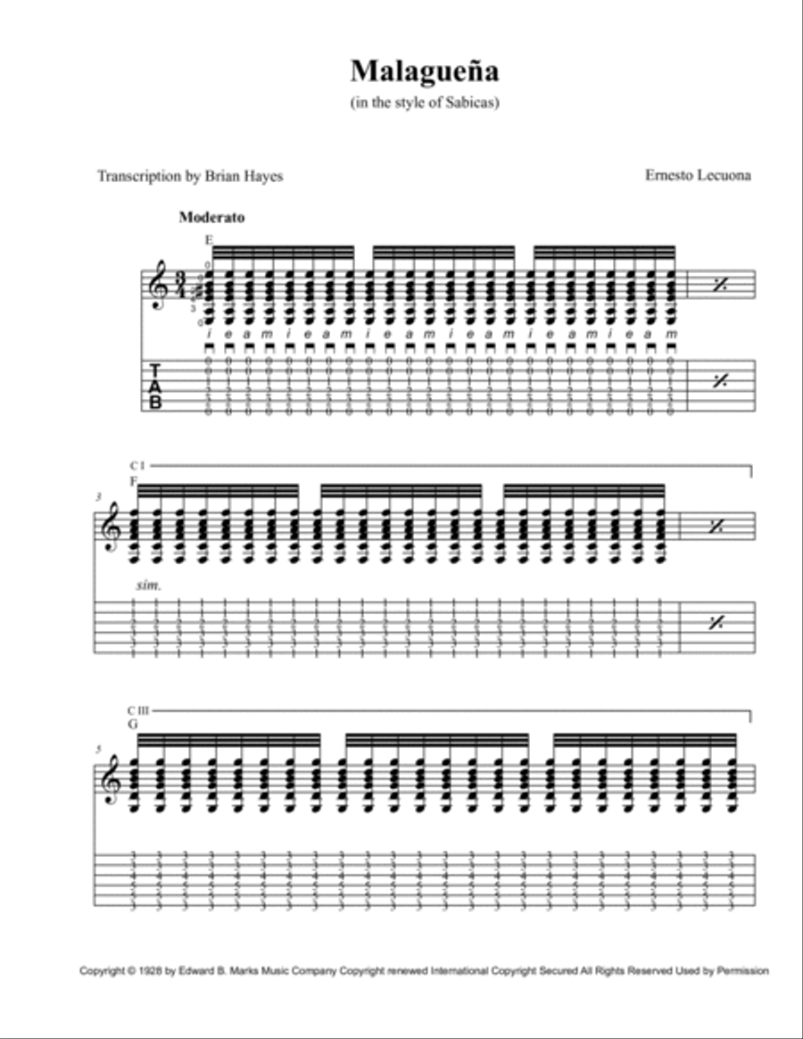 Malaguena Guitar scores gallery preview page 2