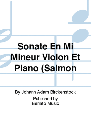 Book cover for Sonate En Mi Mineur Violon Et Piano (Salmon