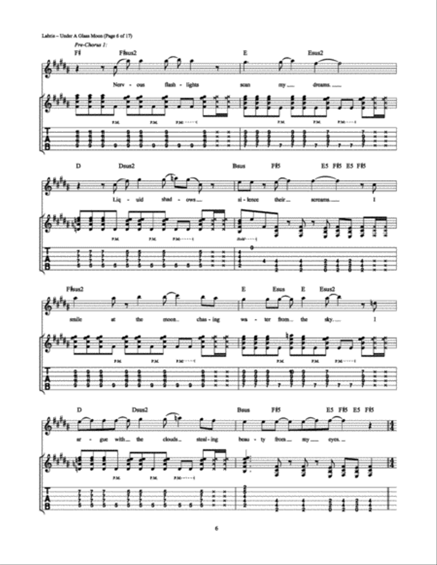 Under a Glass Moon Under a Glass Moon Electric Guitar scores gallery preview page 6