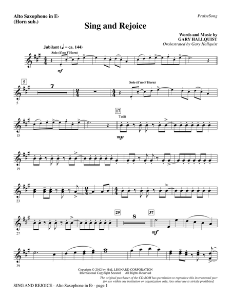Sing and Rejoice - Alto Sax (sub. Horn)