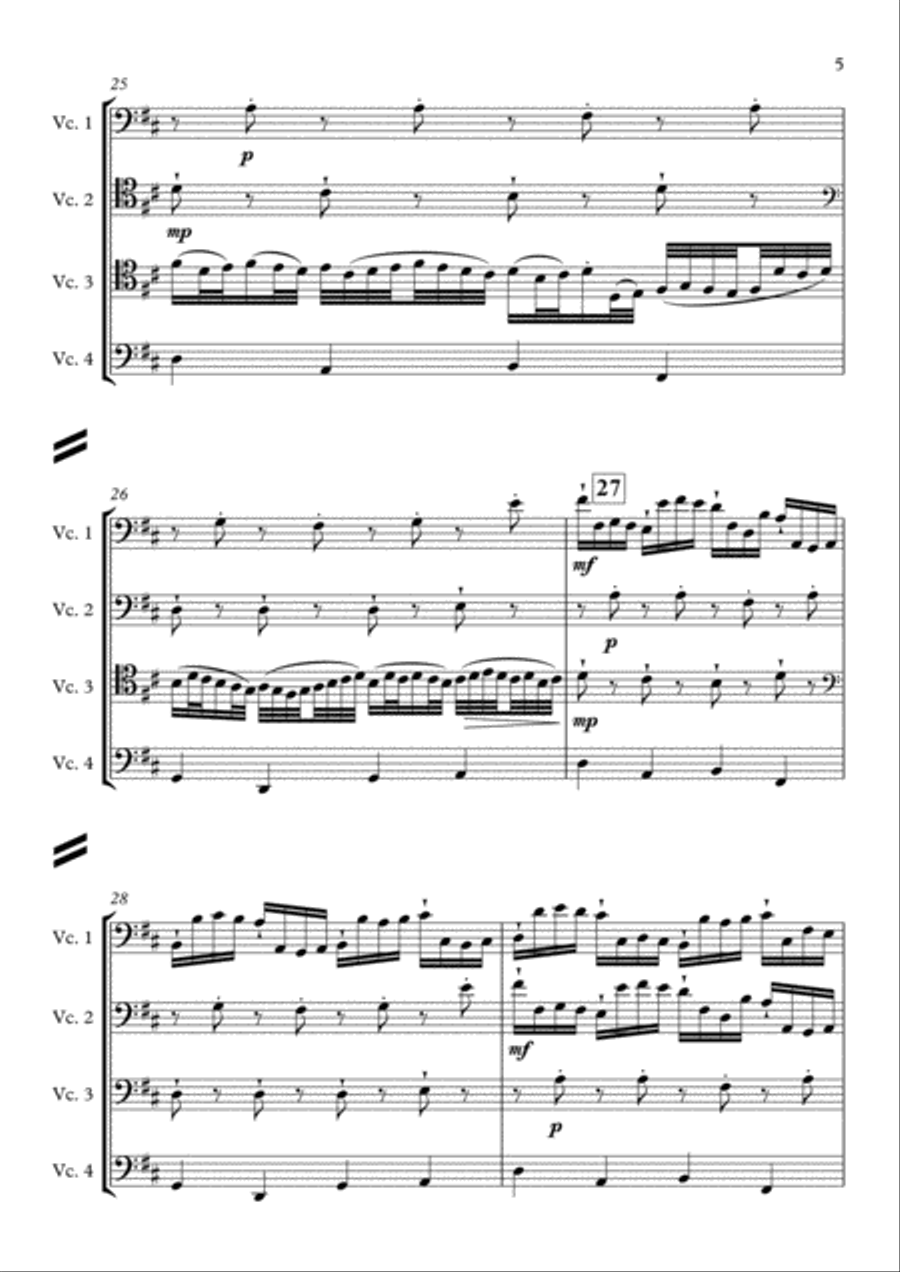 Canon in D (Cello Quartet) Chamber Orchestra scores gallery preview page 5