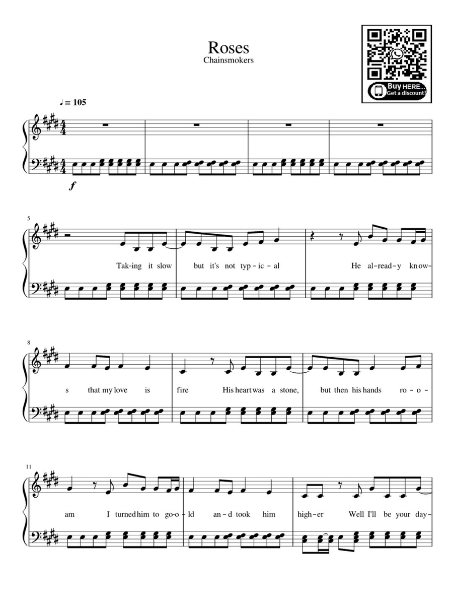 Roses Easy Piano scores gallery preview page 1