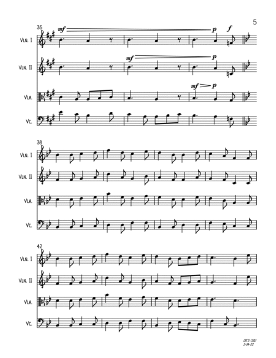 I Saw Three Ships (String Quartet) String Quartet scores gallery preview page 5