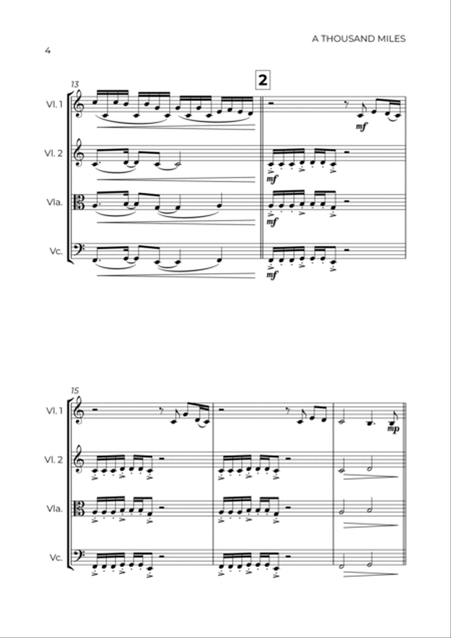 A Thousand Miles String Quartet scores gallery preview page 4
