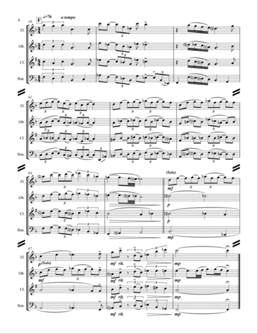 When Sunny Gets Blue When Sunny Gets Blue Woodwind Quartet scores gallery preview page 5