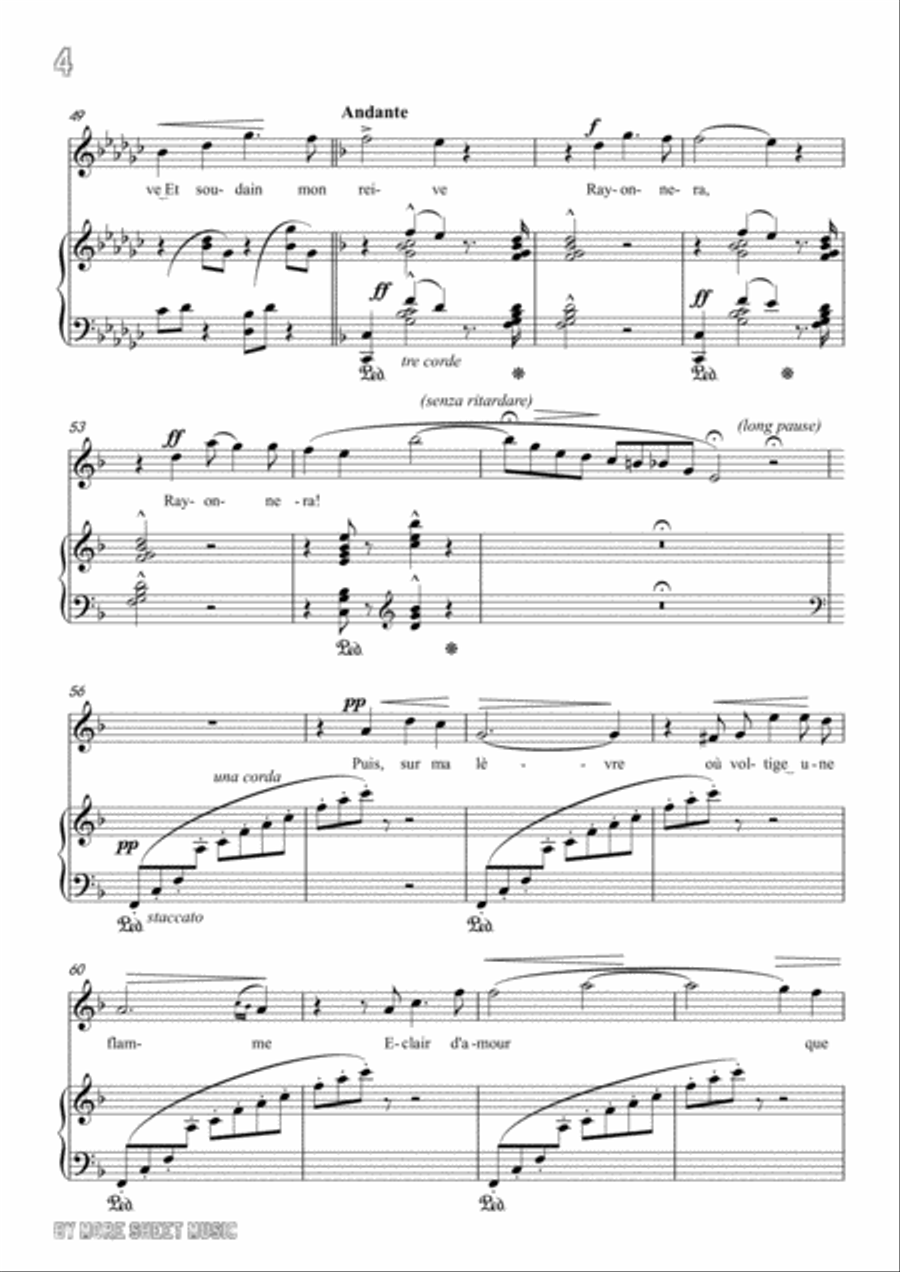 Liszt-Oh!Quand je dors in F Major,for Voice and Piano Voice Solo scores gallery preview page 6
