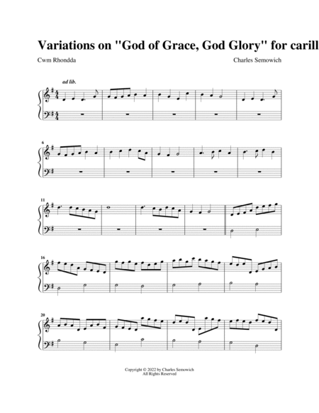 Variations on God of Grace, God of Glory Cwm Rhondda for carillon