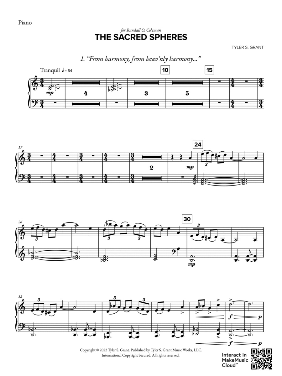 The Sacred Spheres: Piano Accompaniment Concert Band scores gallery preview page 1