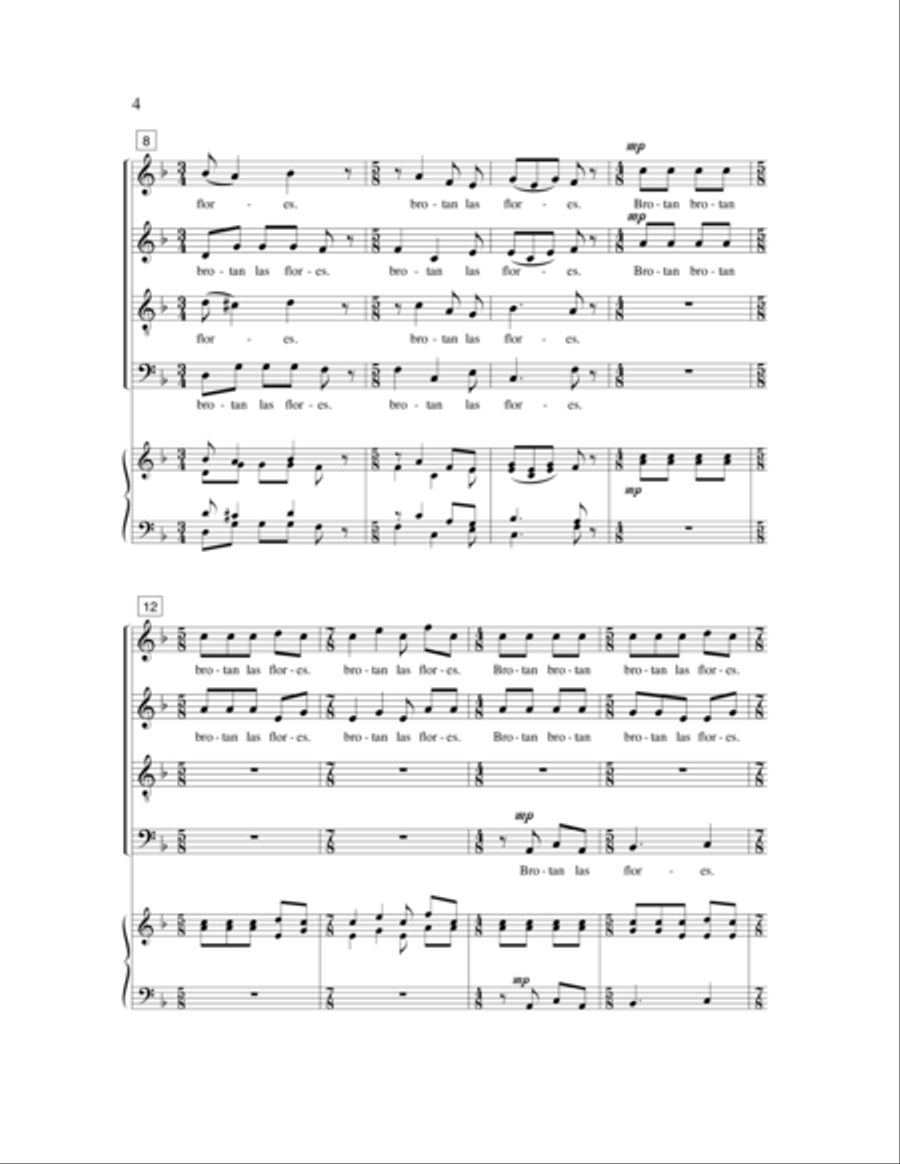 Brotan Las Flores Brotan Las Flores 4-Part scores gallery preview page 5