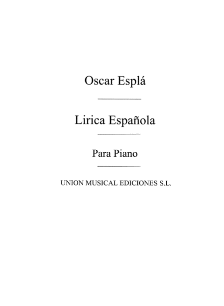 Lirica Espanola Vol.1 Piano