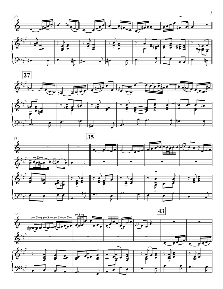 Arioso from Bach's Cantata BWV 156, arranged for piccolo trumpet, cello, and organ Small Ensemble scores gallery preview page 3