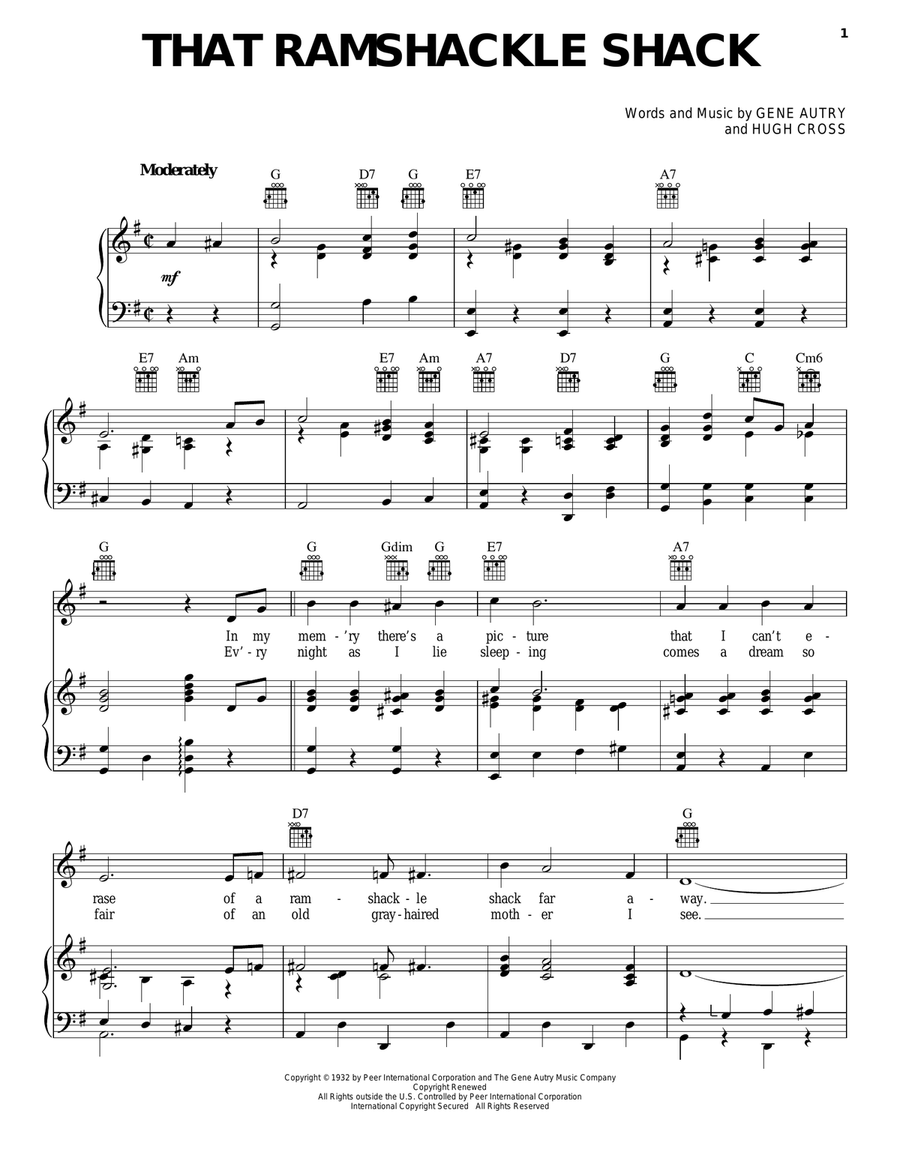 That Ramshackle Shack Piano, Vocal, Guitar scores gallery preview page 1