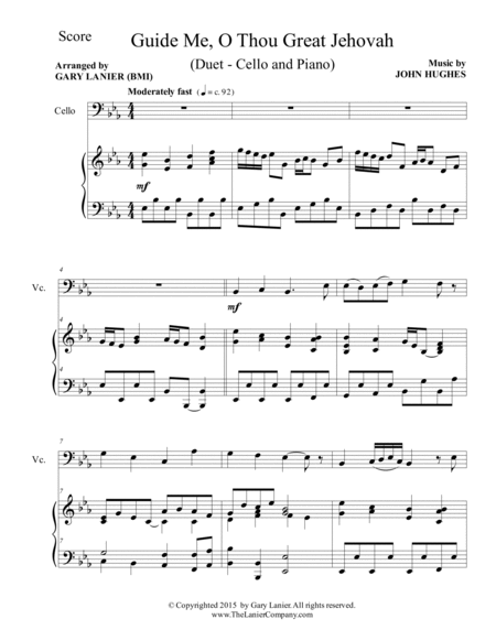 GUIDE ME, O THOU GREAT JEHOVAH (Duet – Cello and Piano/Score and Parts) image number null