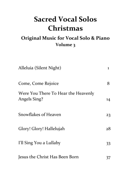Sacred Vocal Solos for soprano or tenor solo with piano accompaniment - Volume 3 - Christmas image number null