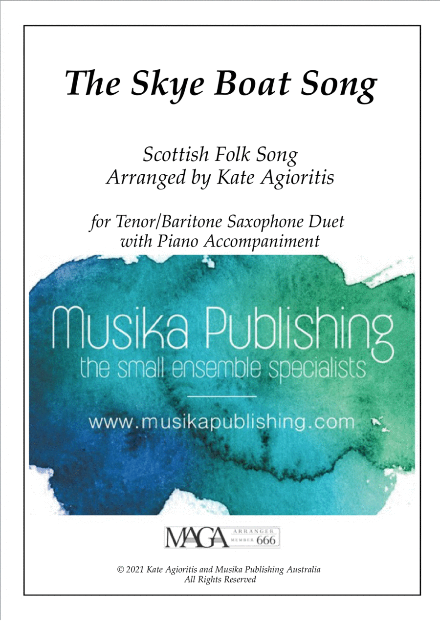 Book cover for The Skye Boat Song (Theme from 'Outlander') - Tenor and Baritone Saxophone Duet with Piano