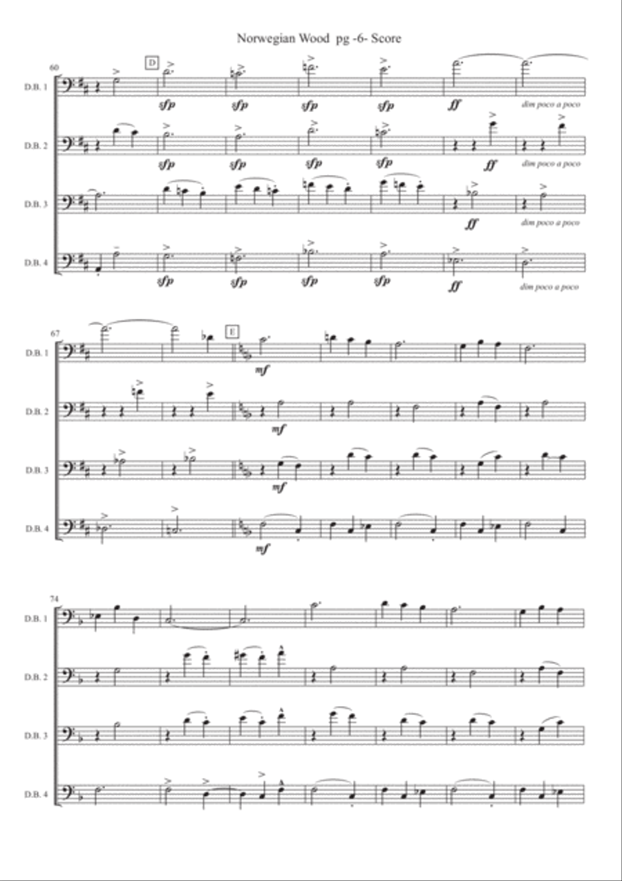 Norwegian Wood (this Bird Has Flown) String Quartet scores gallery preview page 6