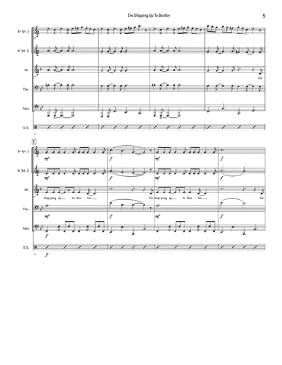 I'm Shipping Up To Boston Brass Quintet scores gallery preview page 5