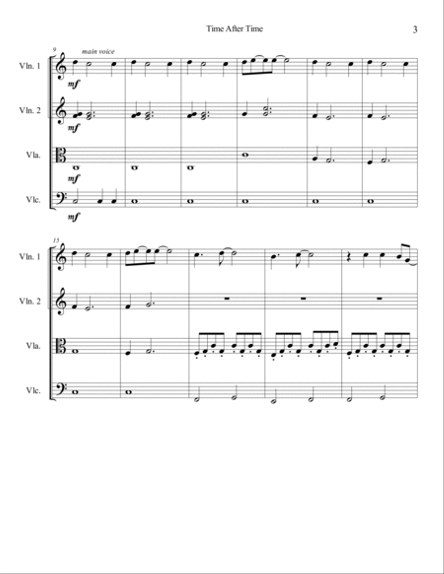 Time After Time String Quartet scores gallery preview page 4