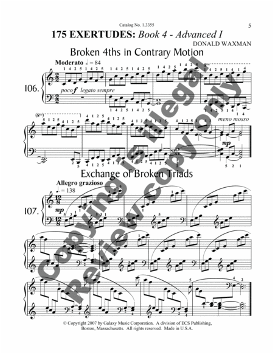175 Exertudes, Book 4: Advanced I Piano Method scores gallery preview page 3