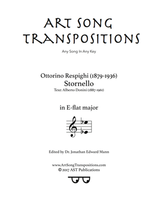 Book cover for RESPIGHI: Stornello (transposed to E-flat major)