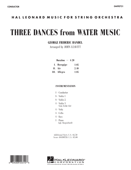 Three Dances from Water Music - Full Score