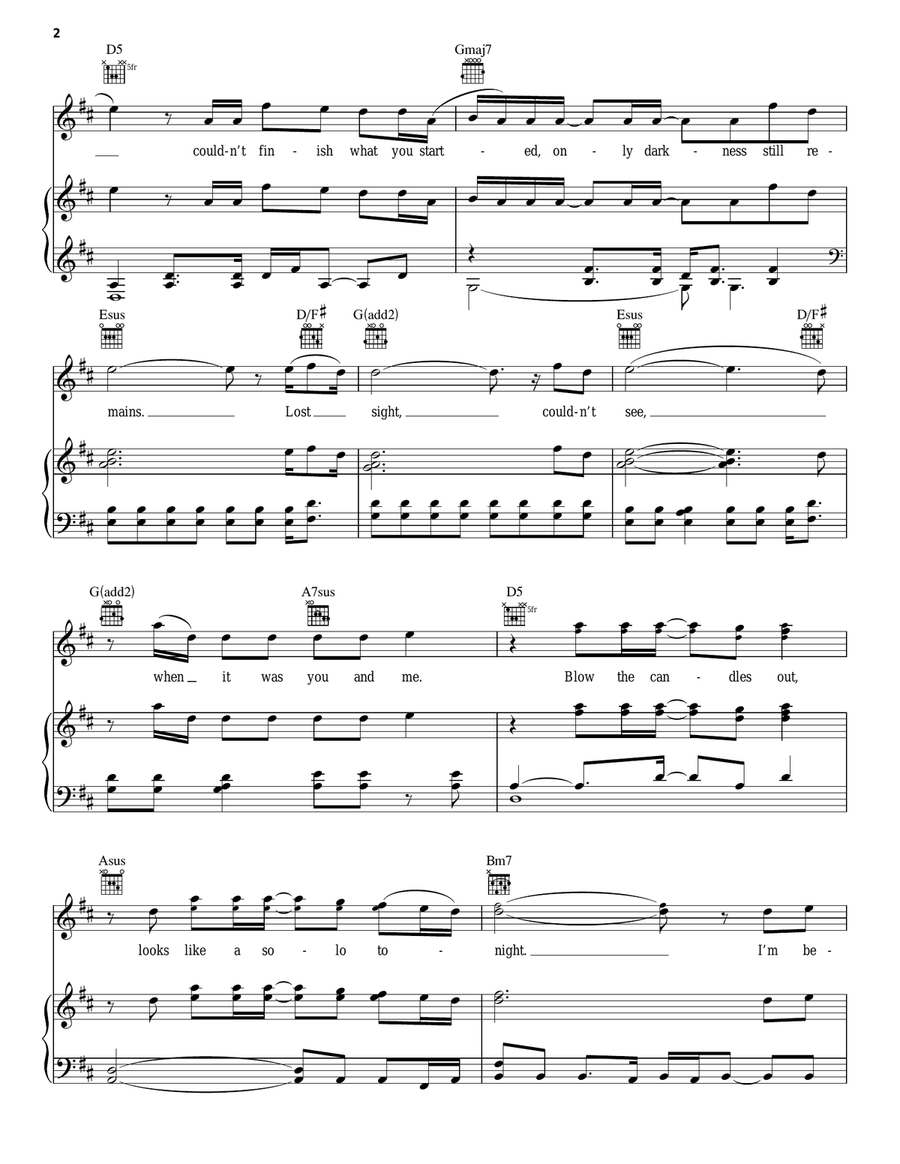 Candles Candles Piano, Vocal, Guitar scores gallery preview page 2