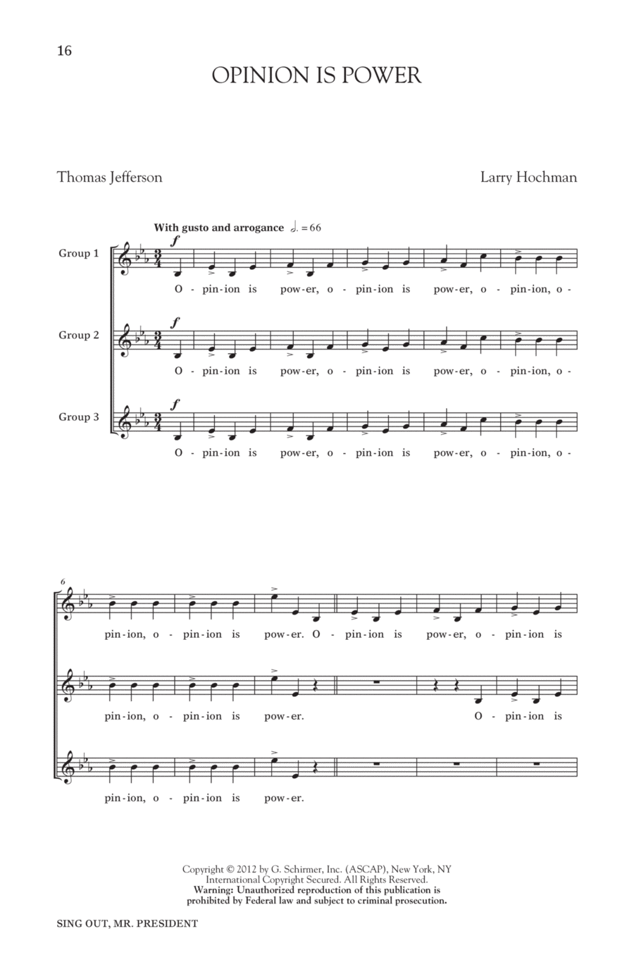Opinion Is Power Opinion Is Power Choir scores gallery preview page 1