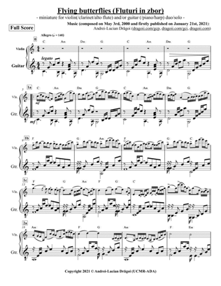 Flying butterflies (Fluturi in zbor) - miniature for violin(/clarinet/alto flute) and/or guitar (/pi