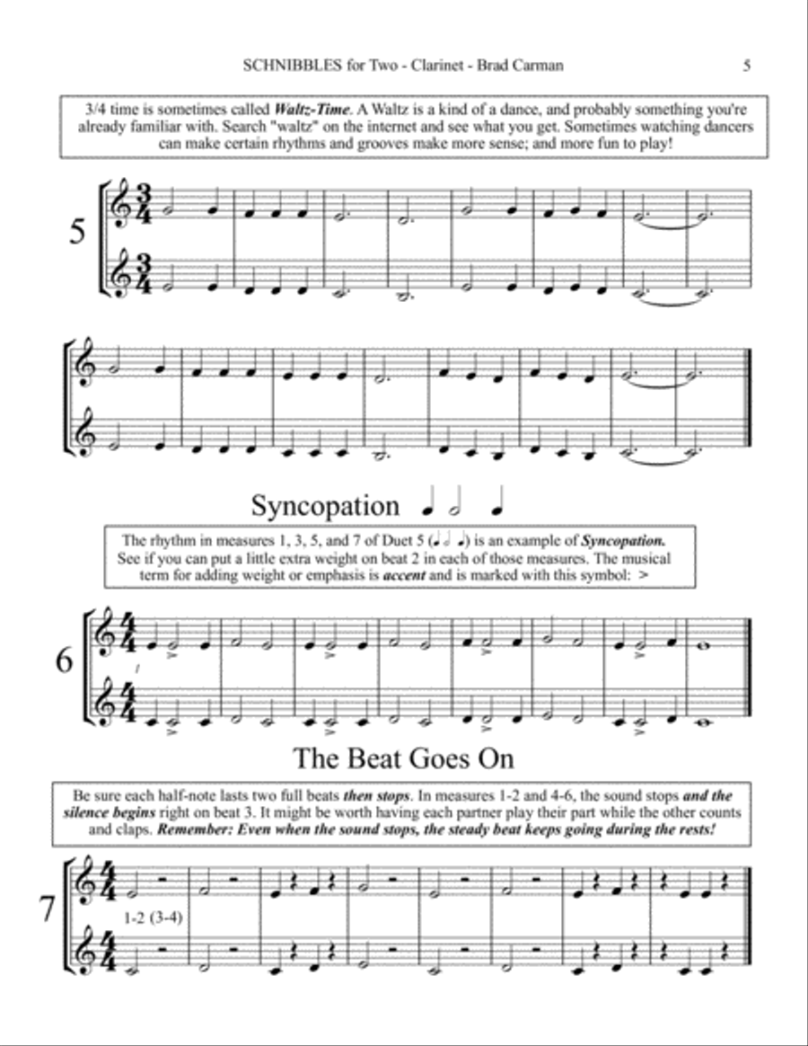 SCHNIBBLES for Two: 101 Easy Practice Duets for Band: CLARINET Clarinet Duet scores gallery preview page 6