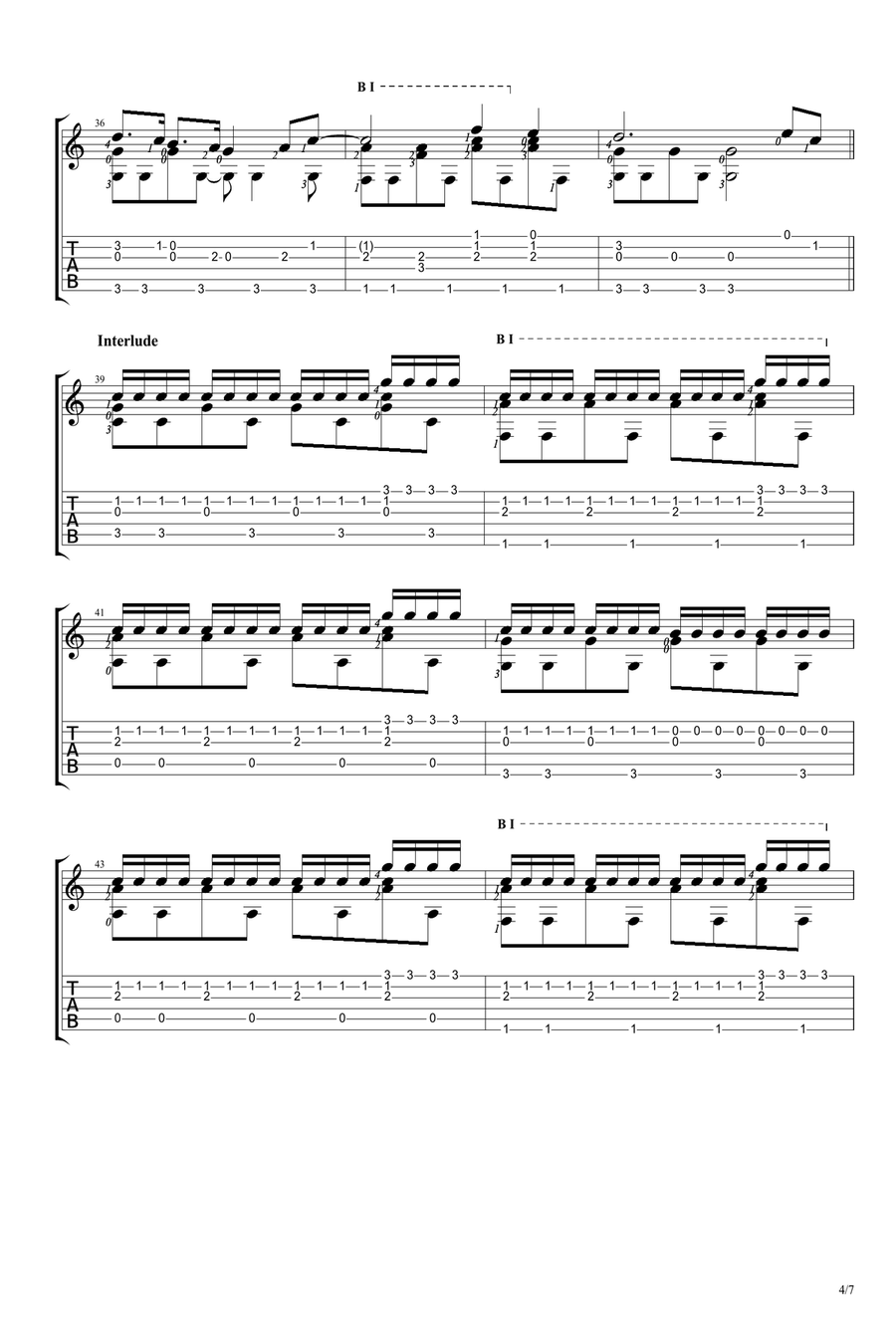 Fix You Guitar Solo scores gallery preview page 4