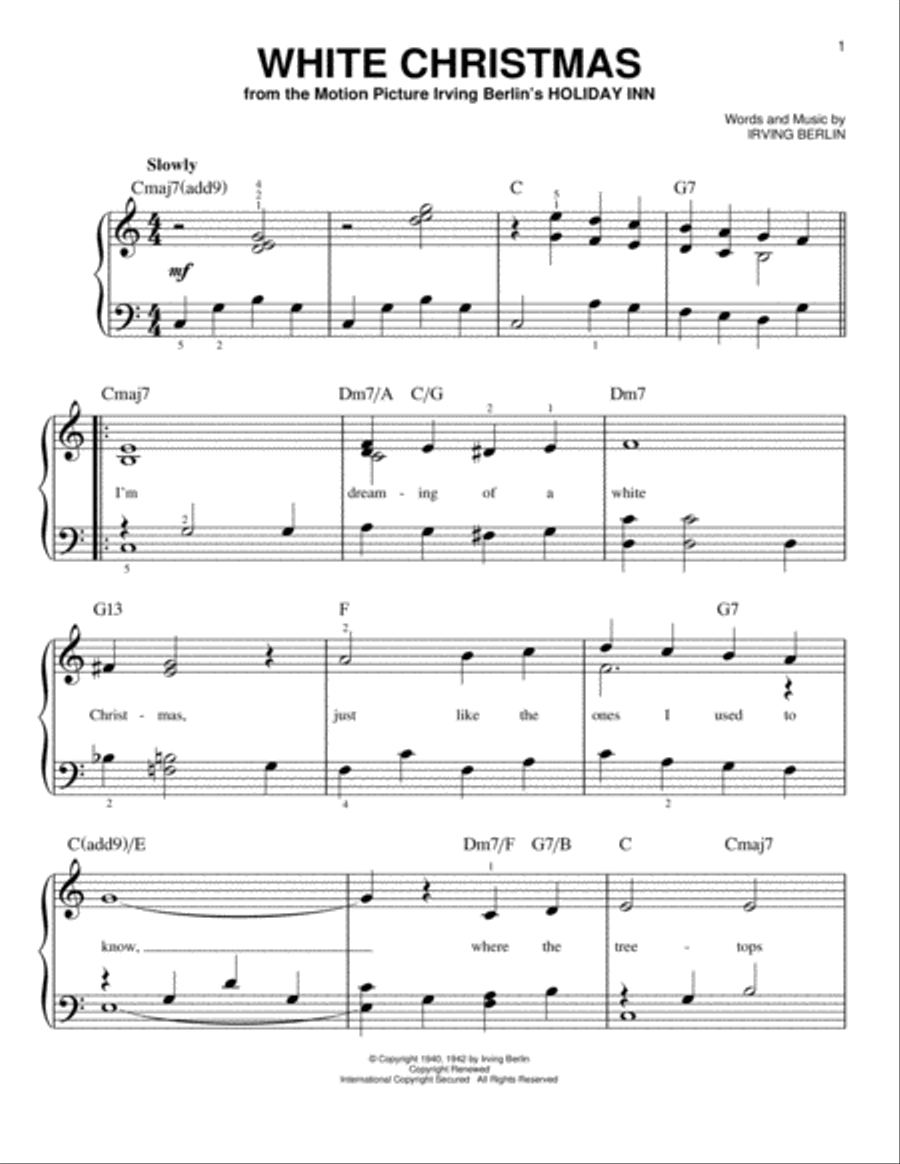 White Christmas White Christmas Easy Piano scores gallery preview page 1