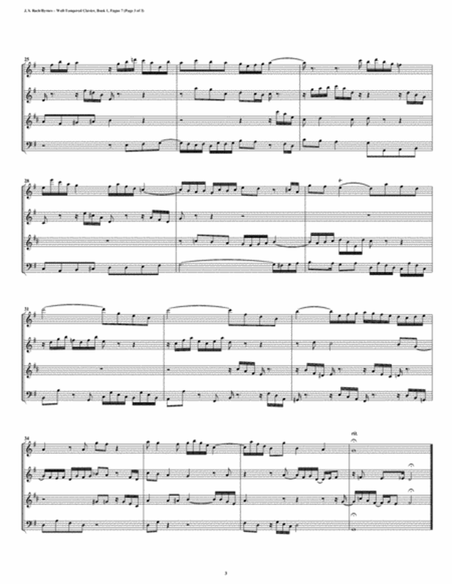 Fugue 07 from Well-Tempered Clavier, Book 1 (Double Reed Quartet) image number null