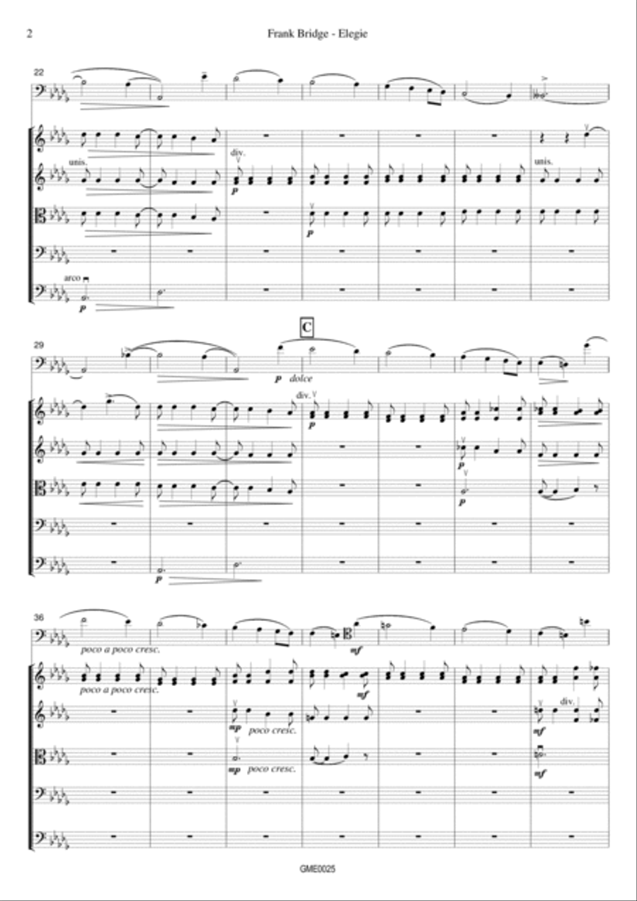 Frank Bridge - Elegie - cello and string orchestra String Orchestra scores gallery preview page 6