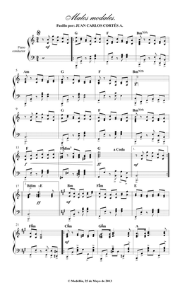 Malos modales - Pasillo instrumental para piano por Juan Carlos Cortés