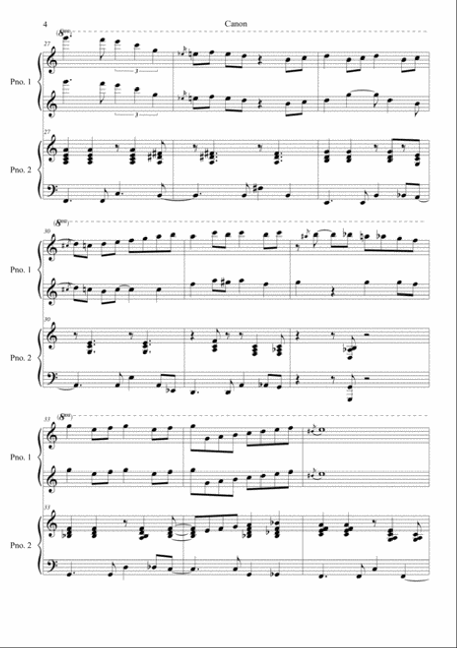 Canon Variation (Jazz Version) in D Easy Piano scores gallery preview page 4