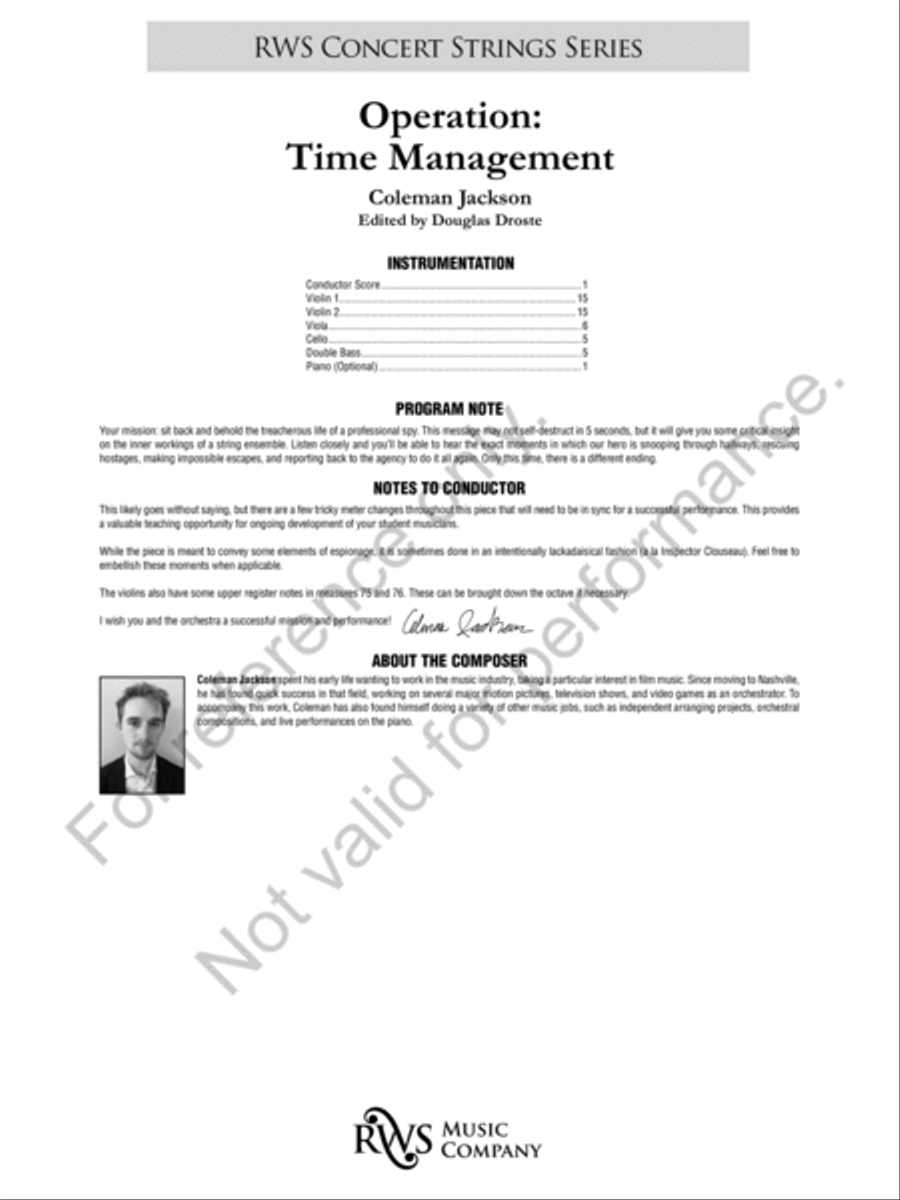 Operation: Time Management String Orchestra scores gallery preview page 3