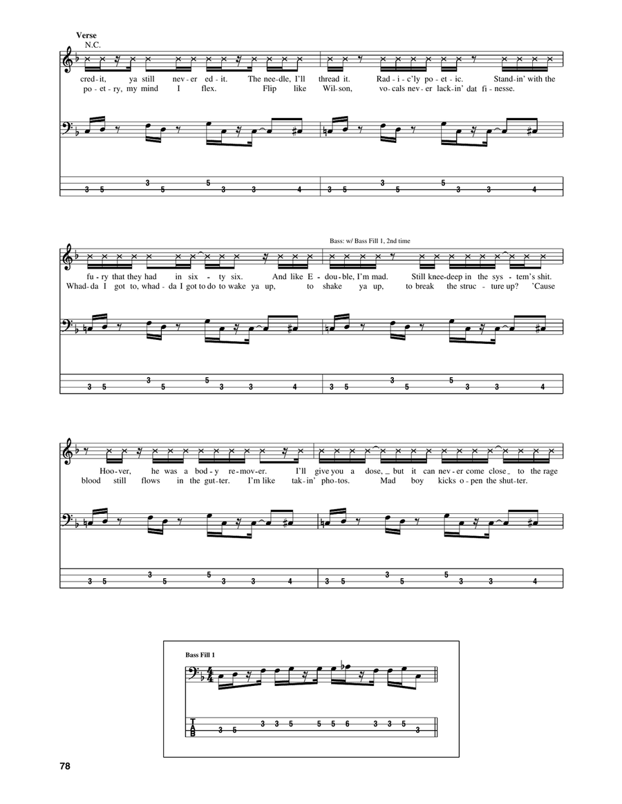 Wake Up Bass Guitar Tablature scores gallery preview page 2
