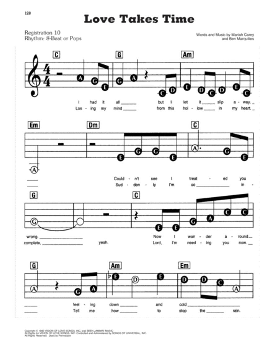 Love Takes Time Love Takes Time Electronic Keyboard scores gallery preview page 1