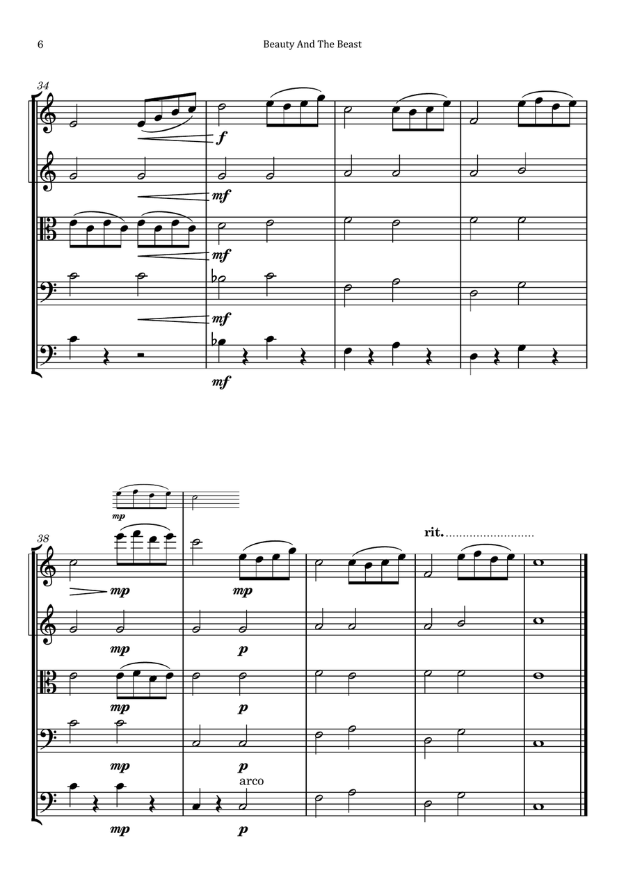 Beauty And The Beast String Orchestra scores gallery preview page 6
